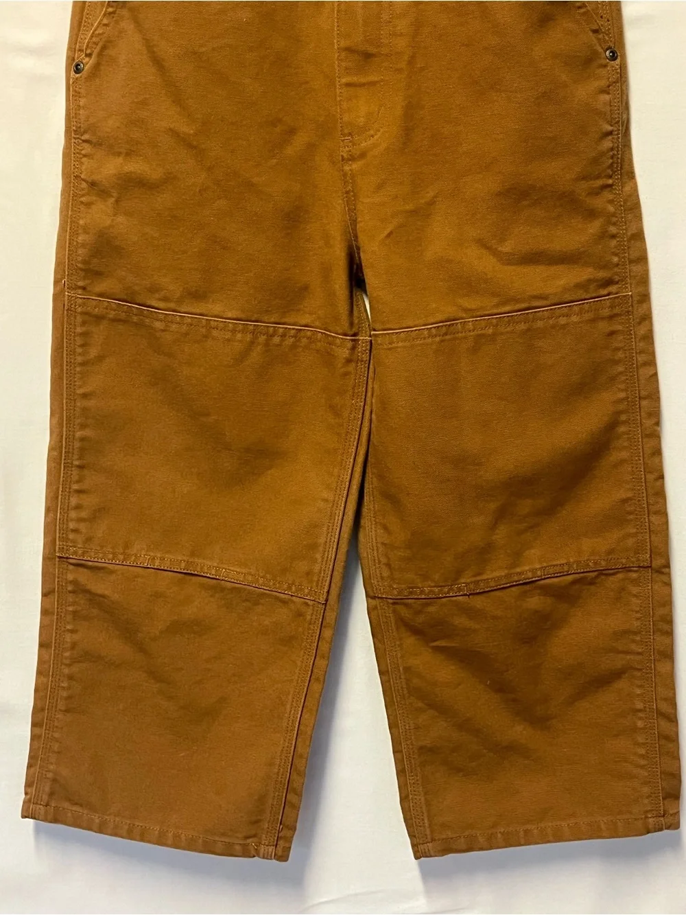 Carhartt Kids Brown Canvas Duck Bib Overalls 8 Double Knee Workwear Hunting NWOT